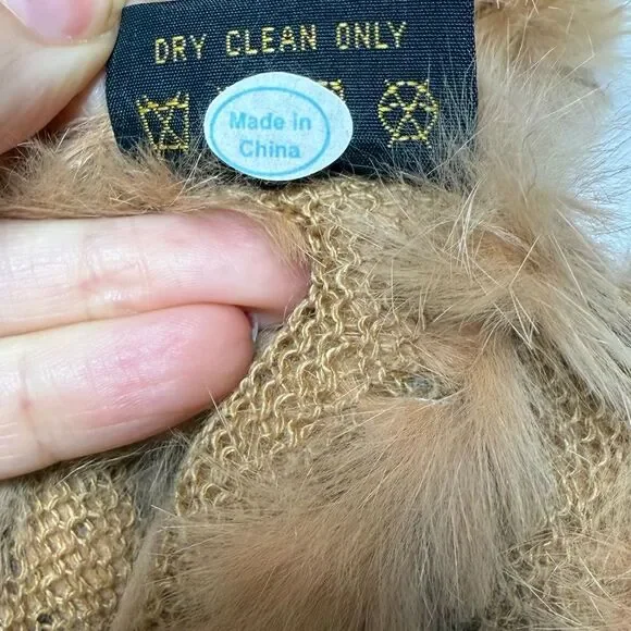 La Fiorentina Camel Genuine Fur Asymmetrical Poncho One Size NWOT